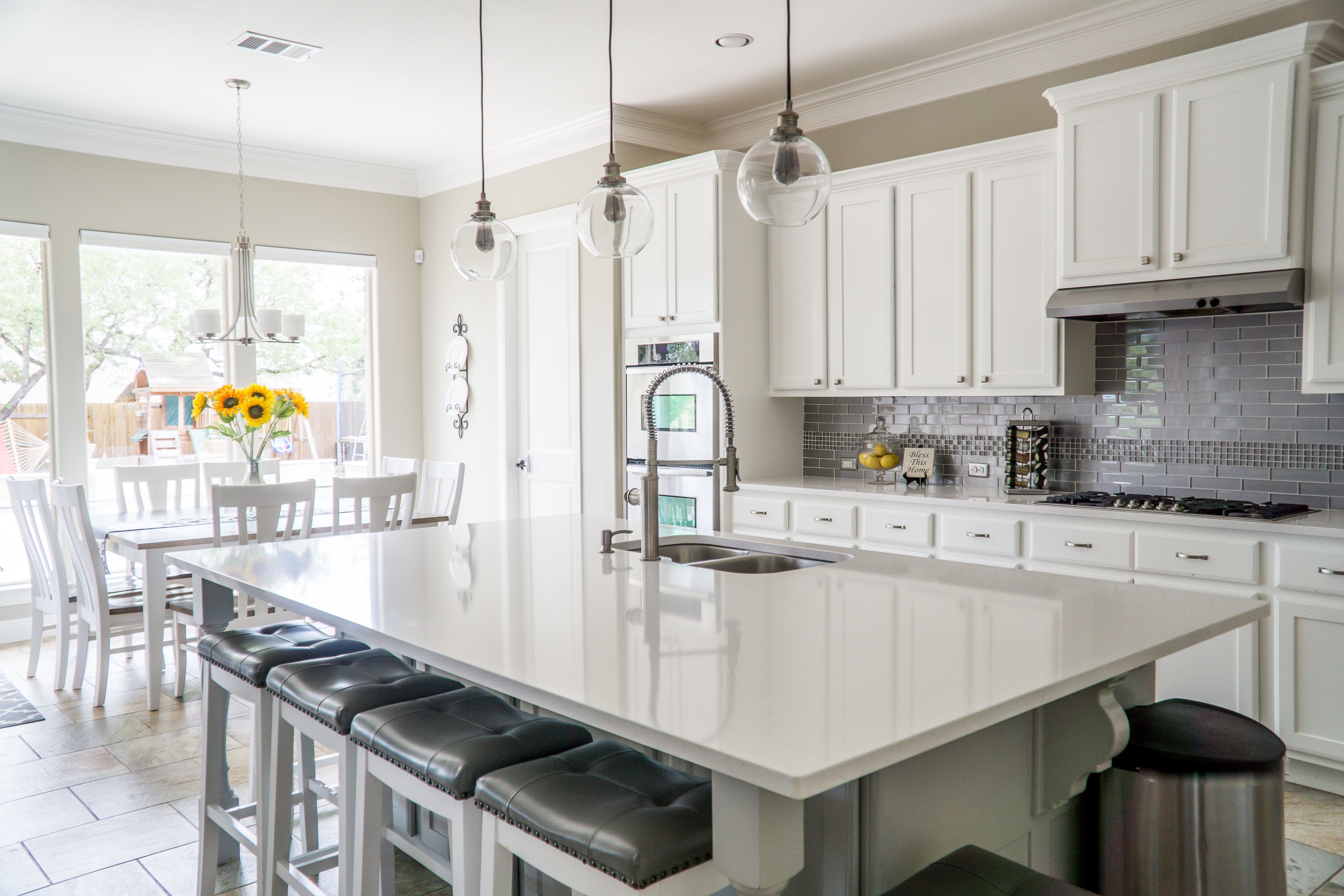 White Kitchen Counter and Cabinets